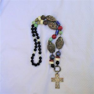 James Avery Sterling Peace Cross/Boho Necklace 34"